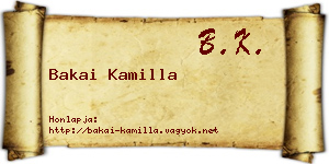 Bakai Kamilla névjegykártya